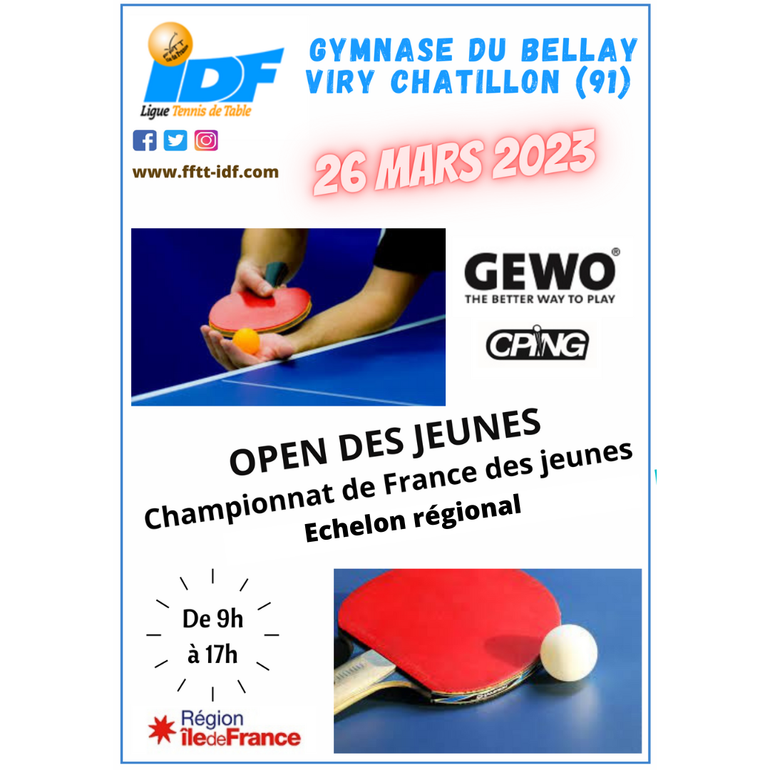 Ligue Ile De France Tennis De Table OPEN DES JEUNES IDF | Ligue d'Ile de France de tennis de table