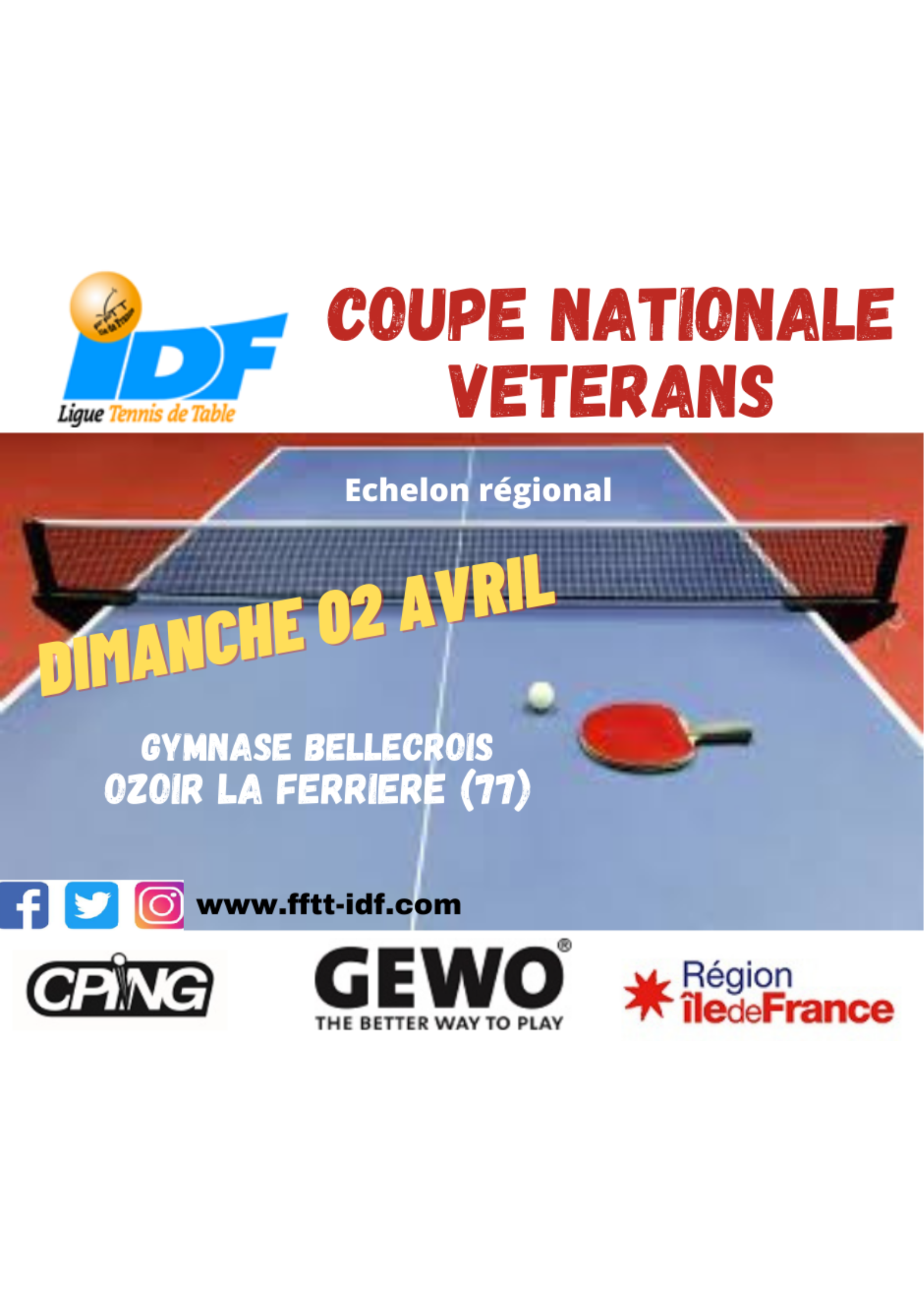 Ligue Ile De France Tennis De Table Coupe Nationale Vétérans | Ligue d'Ile de France de tennis de table